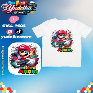 Suéter Blanco Sublimado Personalizado – Super Mario