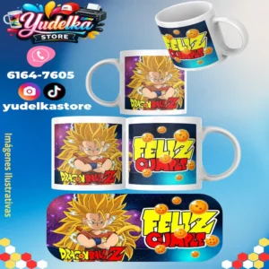 Taza 11Onz Goku feliz cumple
